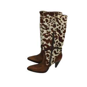 Gianni Bini Womens Sz 8M Cowhide Print Western Knee High Boots ball padded COMFY